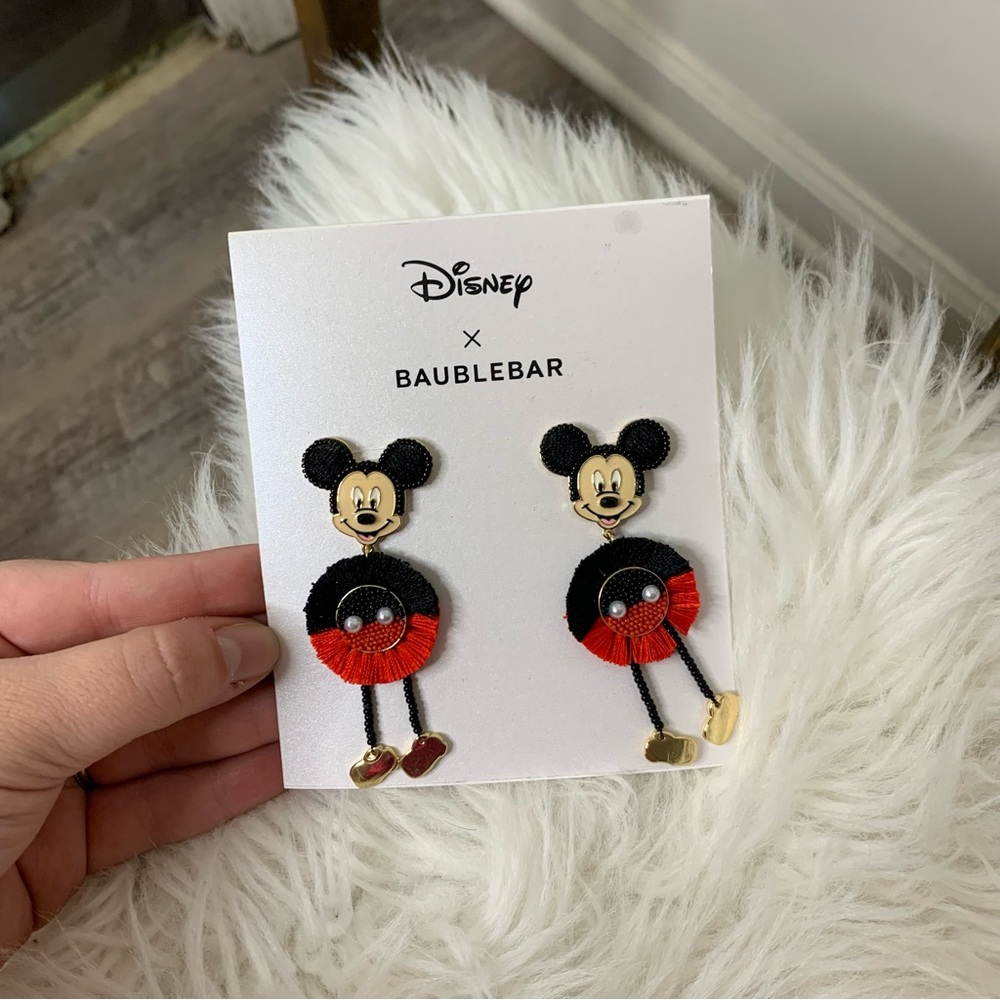 Disney X Baublebar Mickey Raffia Dangle Statement Earrings